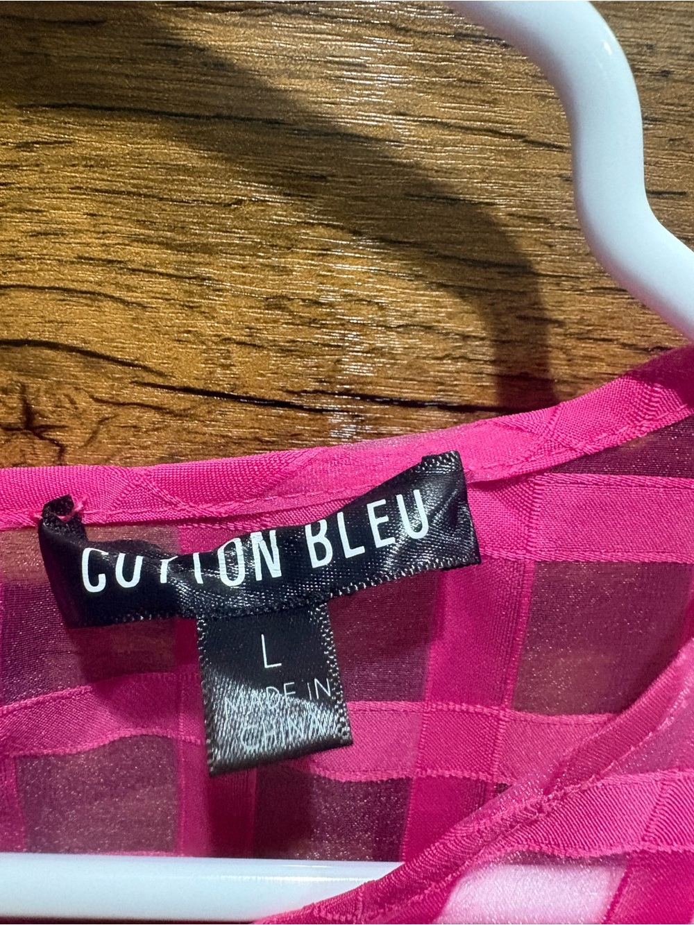 Cotton Bleu Bright Hot Pink Puff Sleeve Grid Babydoll Dress - Picture 3 of 8